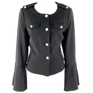 WHBM Peplum Bell Sleeve Blazer Black